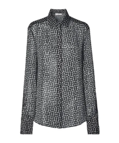 Fendi Black Printed Georgette Shirt In Multi