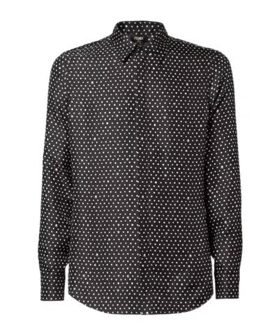 Fendi Black Printed Silk Shirt In Multi
