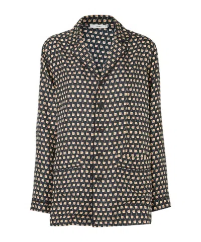 Fendi Black Printed Silk Shirt In Multi