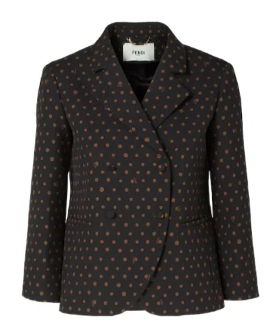 Fendi Black Printed Wool Jacket