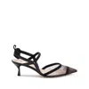 Fendi Colibri Ff Mesh Slingback Kitten-heel Pumps In Black