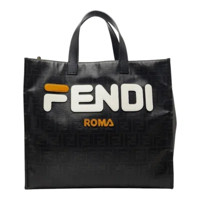 Pre-owned Fendi Black Pvc Wool Leather Tote Bag ()