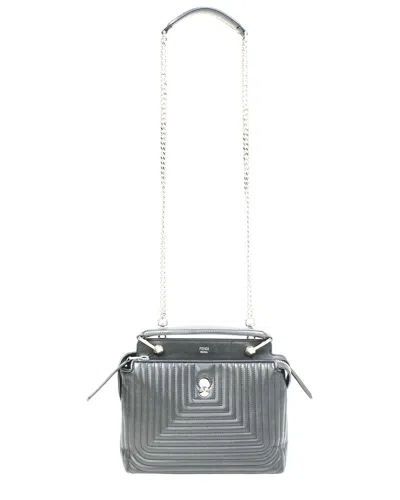 Fendi Black Quilted Leather Small Dotcom Click Top Handle Bag (authentic Pre-  Loved) In Gray