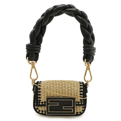 Pre-owned Fendi Black Raffia Leather Shoulder Bag ()