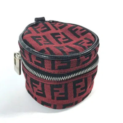 Pre-owned Fendi Black Red Color Canvas Leather Coin Purse/coin Case () In Black, Red Color