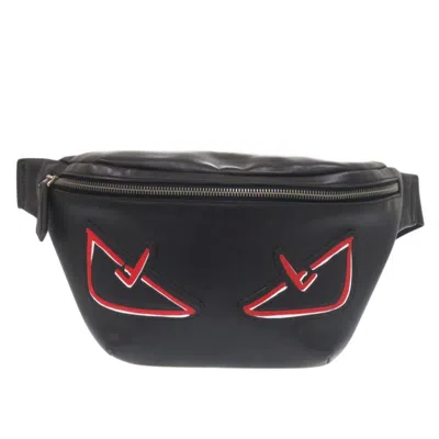 Pre-owned Fendi Black Red Color Leather Fanny Pack Sling Bag () In Black, Red Color