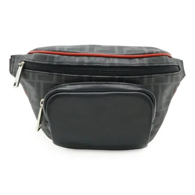 Pre-owned Fendi Black Red Color Pvc Leather Fanny Pack Sling Bag () In Multi