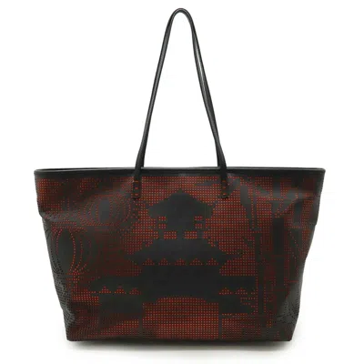 Pre-owned Fendi Black Red Color Pvc Leather Shoulder Bag Tote Bag () In Multi