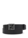 Fendi Black Reversible Belt With Ff Logo Buckle In Leather Man In Black