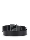 Fendi Black Reversible Belt With Ff Logo Buckle In Leather Man In Black