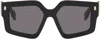 Fendi Roma Square Acetate Sunglasses In Shiny Black / Smoke