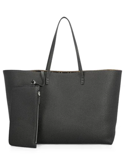 Fendi Black Romano Leather Roll Medium Shopper