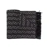 Fendi Ff Motif Fringed Scarf In Black