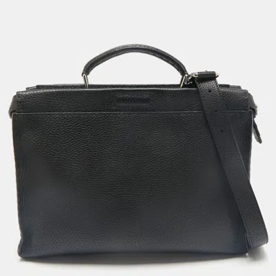 Pre-owned Fendi Black Selleria Leather Peekaboo Iseeu Briefcase