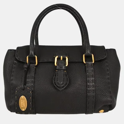 Pre-owned Fendi Black Selleria Mini Linda Handbag