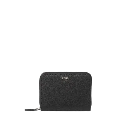 Fendi Black Selleria Wallet With 106 Hand-sewn Stitches
