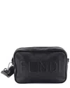 Fendi Black Sheep Leather Logo Camera Bag Embossed (authentic Pre-loved) In Black