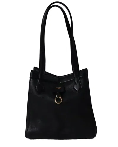 Pre-owned Fendi Black Sheep Leather Origami Medium Tote (authentic Pre-loved)