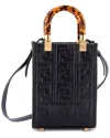 Fendi Black Sheep Leather Sunshine Shopper Tote Zucca Embossed Mini (authentic  Pre-loved)