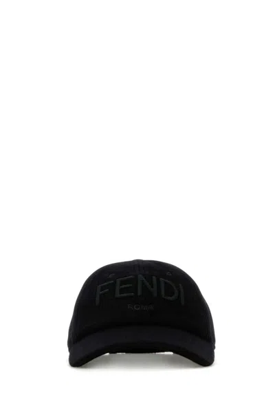 Fendi Black Signature Logo Baseball Hat
