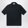 Fendi Black Silk Cady Polo T-shirt In Blue