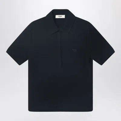Fendi Black Silk Cady Polo T-shirt Women