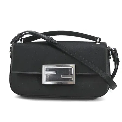 Pre-owned Fendi Black Silk Leather Shoulder Bag ()