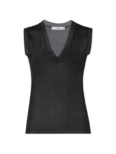 Fendi Black Silk Organza Sweater