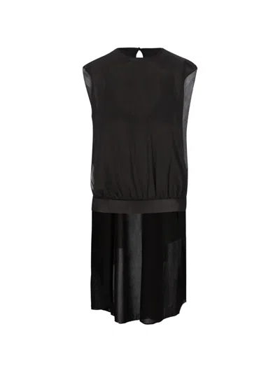 Fendi Silk Satin Sleeveless Belted Top In Blue