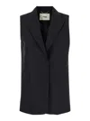 Fendi Black Tailored Vest With Sharp Lapel In Multicolor