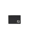 Fendi Flat Card Case Vit.king Wallets Black In Black