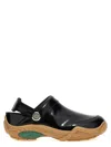 Fendi Ff-embroidered Leather Clogs In Black