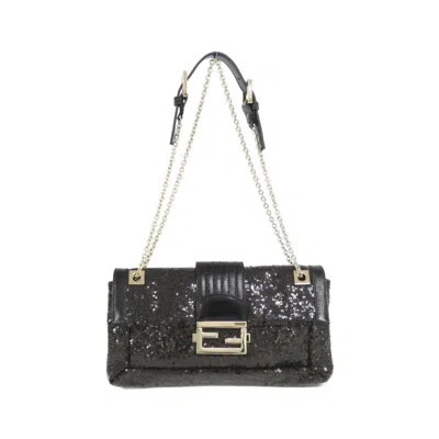 Pre-owned Fendi Black Spangles Leather Shoulder Bag ()