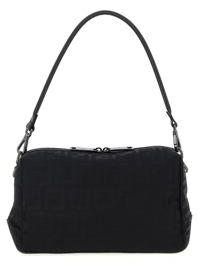 FENDI BLACK SQUARED FF MEDIUM CROSSBODY BAG