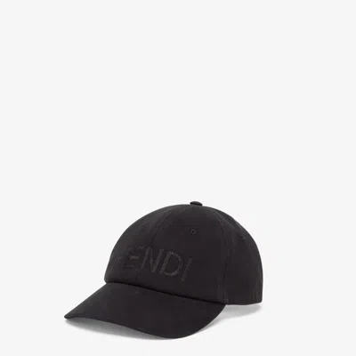 Fendi Black Stretch Cotton Baseball Cap