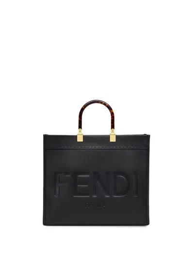 FENDI WOMEN BLACK SUNSHINE MEDIUM TOTE, ONESIZE LUXURY TOTES FOR WOMEN DARVEYS