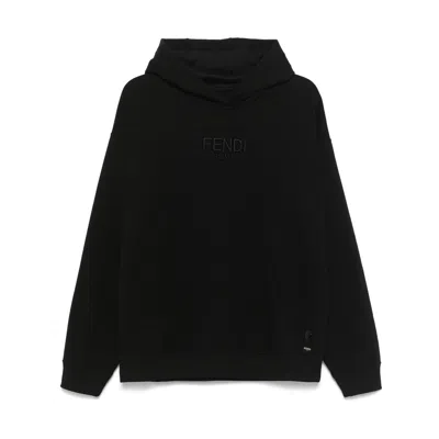 FENDI FENDI BLACK SWEATERS & KNITWEAR - HOODIES MEN
