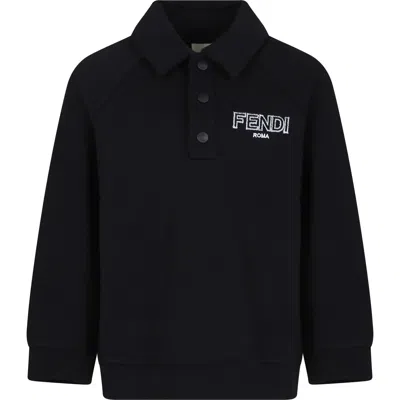 Fendi Kids' Black Sweatshirt For Boy With  Logo