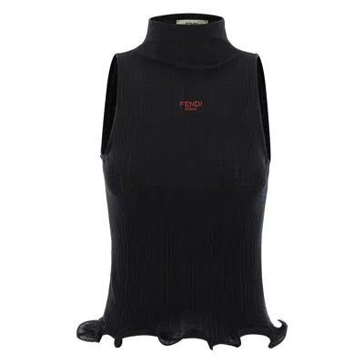 FENDI FENDI BLACK TOPS - VESTS & TANK TOPS WOMEN