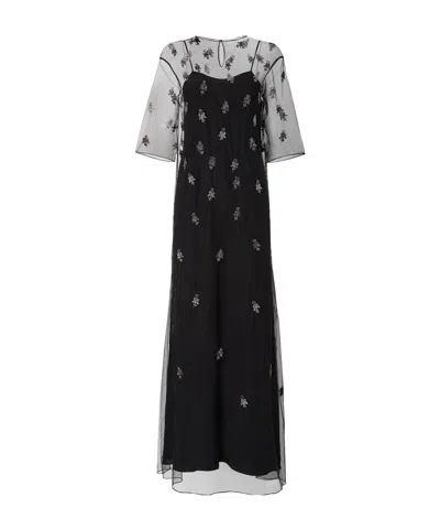 Fendi Black Tulle Dress With Embroideries