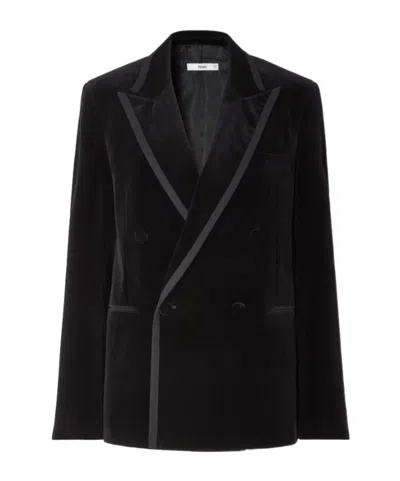 Fendi Double-breasted Velvet Jacket In Transparent