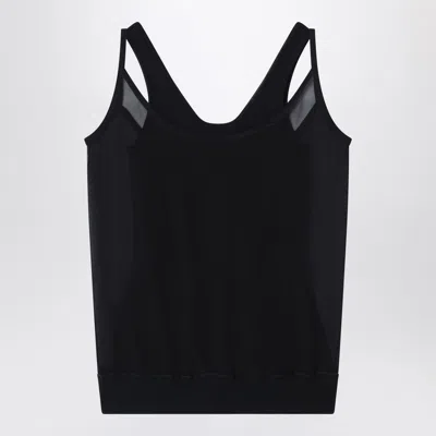 Fendi Double Strap Top Scoop Back Sheer Panels In Black