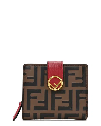 Fendi Black Vitello Cruise F Is  Bi-color Ff 1974 Embossed Compact Wallet  (authentic Pre-loved