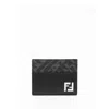 Fendi Ff Logo-plaque Leather Cardholder In Black