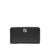 Fendi Logo-plaque Zip-around Wallet In Black