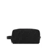 Fendi Ff Fabric Toiletry Case With Leather Handle In Black