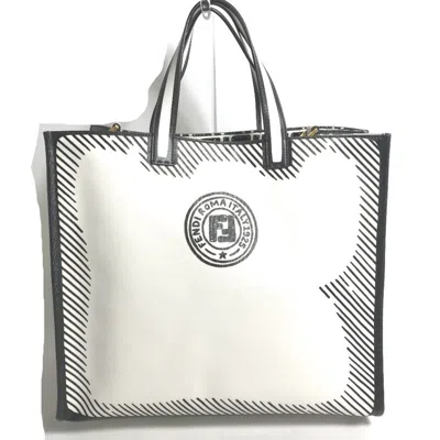 Pre-owned Fendi Black White Coated Canvas Handbag Tote Bag () In Black, White