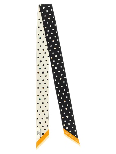Fendi Black White Double-sided Printed Bandana Scarf In Multi