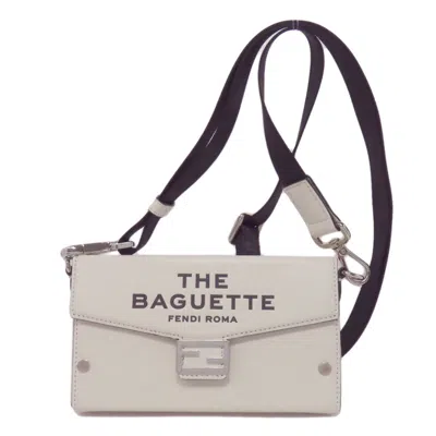 Pre-owned Fendi Black White Leather Shoulder Bag () In Multi