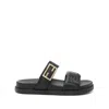 Fendi Nappa Leather Sandals Flat Sole In Black